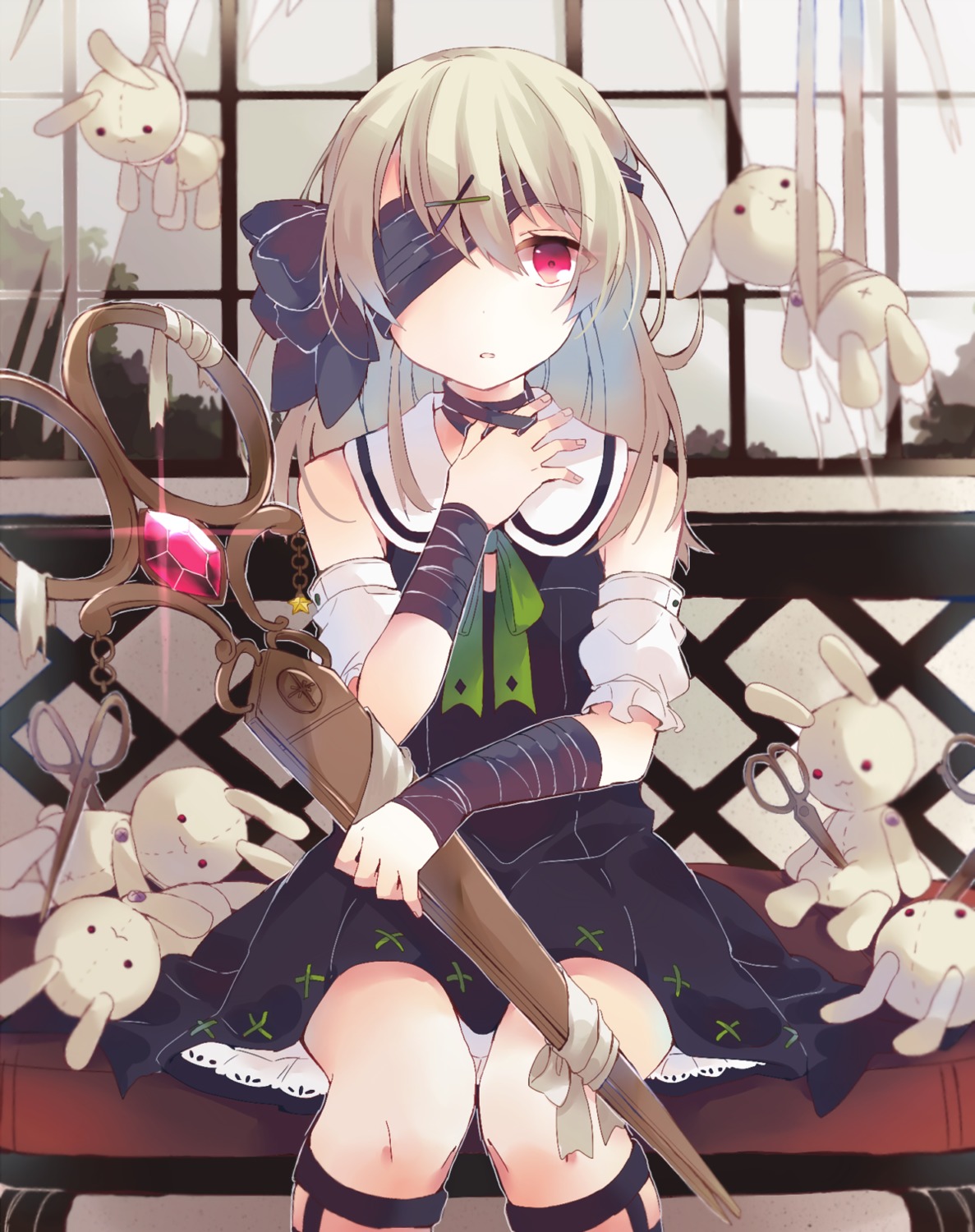 bandages, dress, eyepatch, kaneko_aaru
