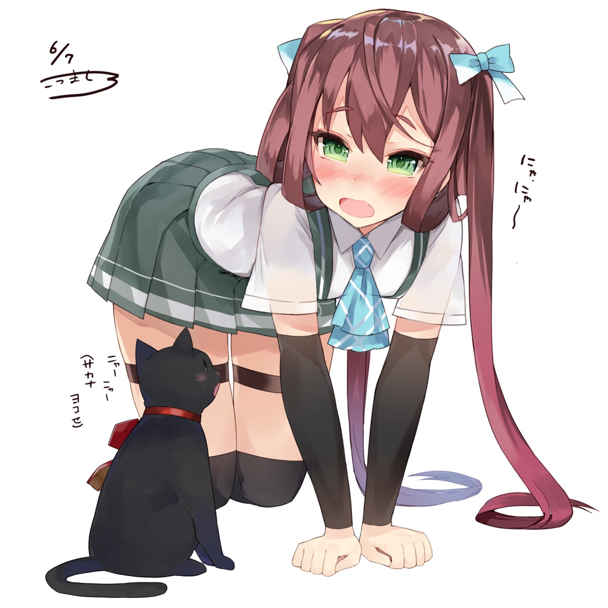 asagumo_(kancolle), garter, kantai_collection, kou_mashiro, neko, seifuku, thighhighs
