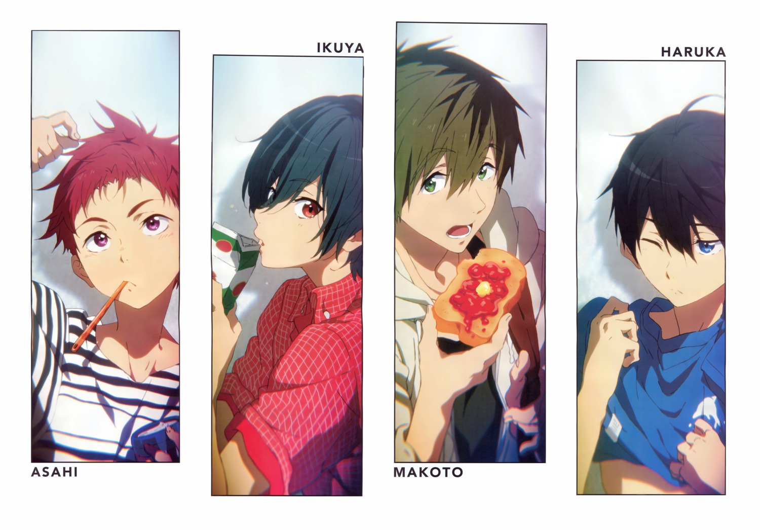 free!, high_speed!, kirishima_ikuya, kitaji_miho, male, nanase_haruka, shiina_asahi, tachibana_makoto