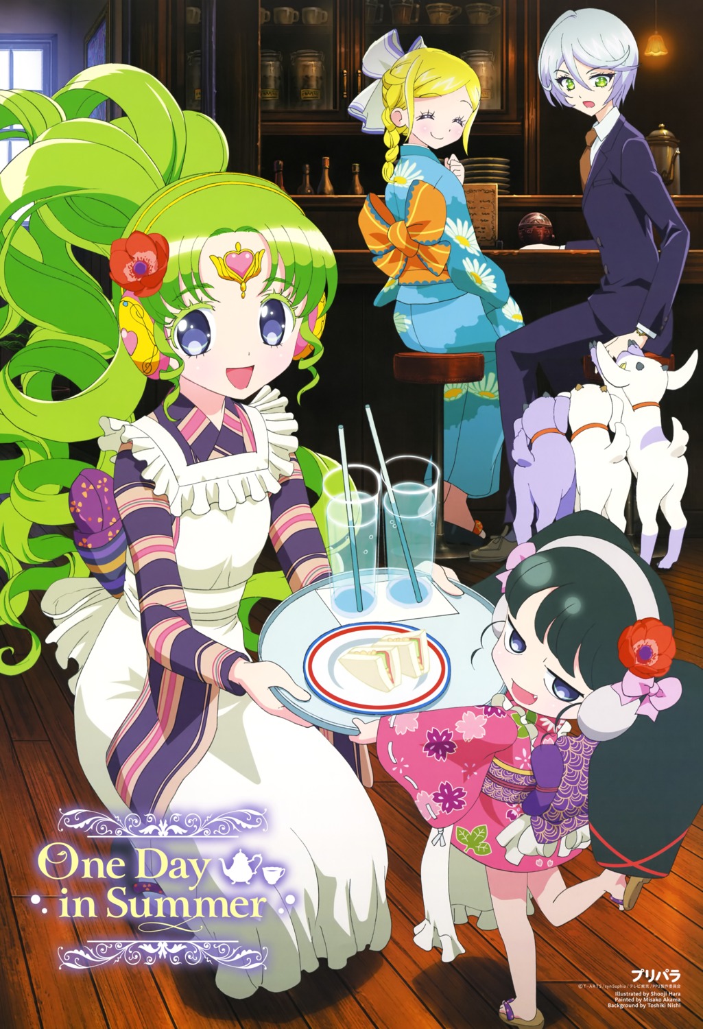business_suit, falulu_vocaldoll, garuru, hara_shouji, midorikaze_fuwari, nishi_toshiki, pretty_series, pripara, shikyoin_hibiki, waitress, yukata