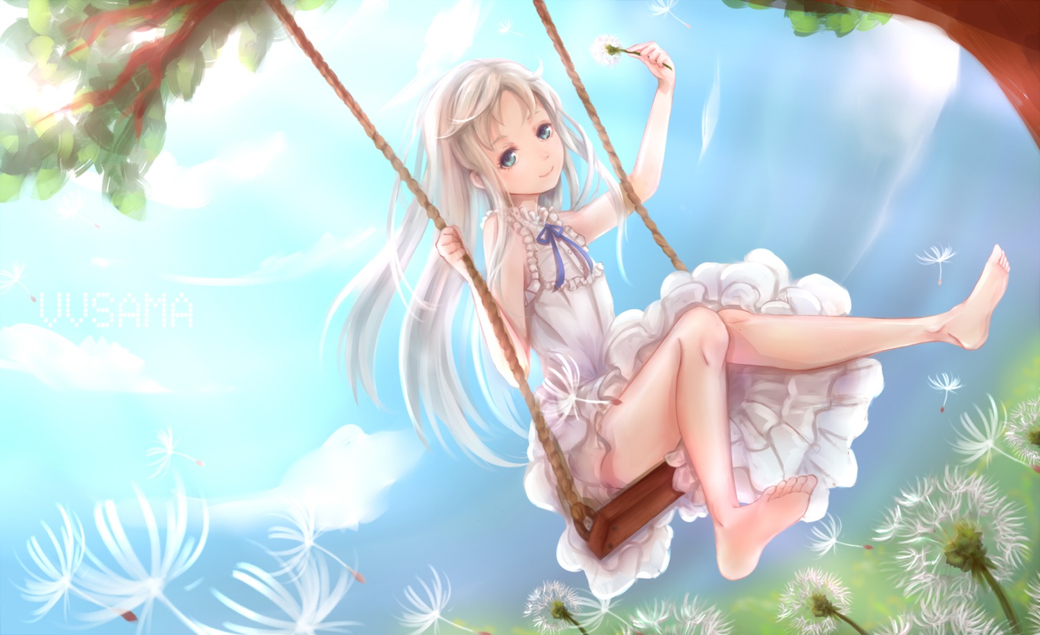ano_hi_mita_hana_no_namae_wo_bokutachi_wa_mada_shiranai, dress, feet, honma_meiko, summer_dress, vvsama
