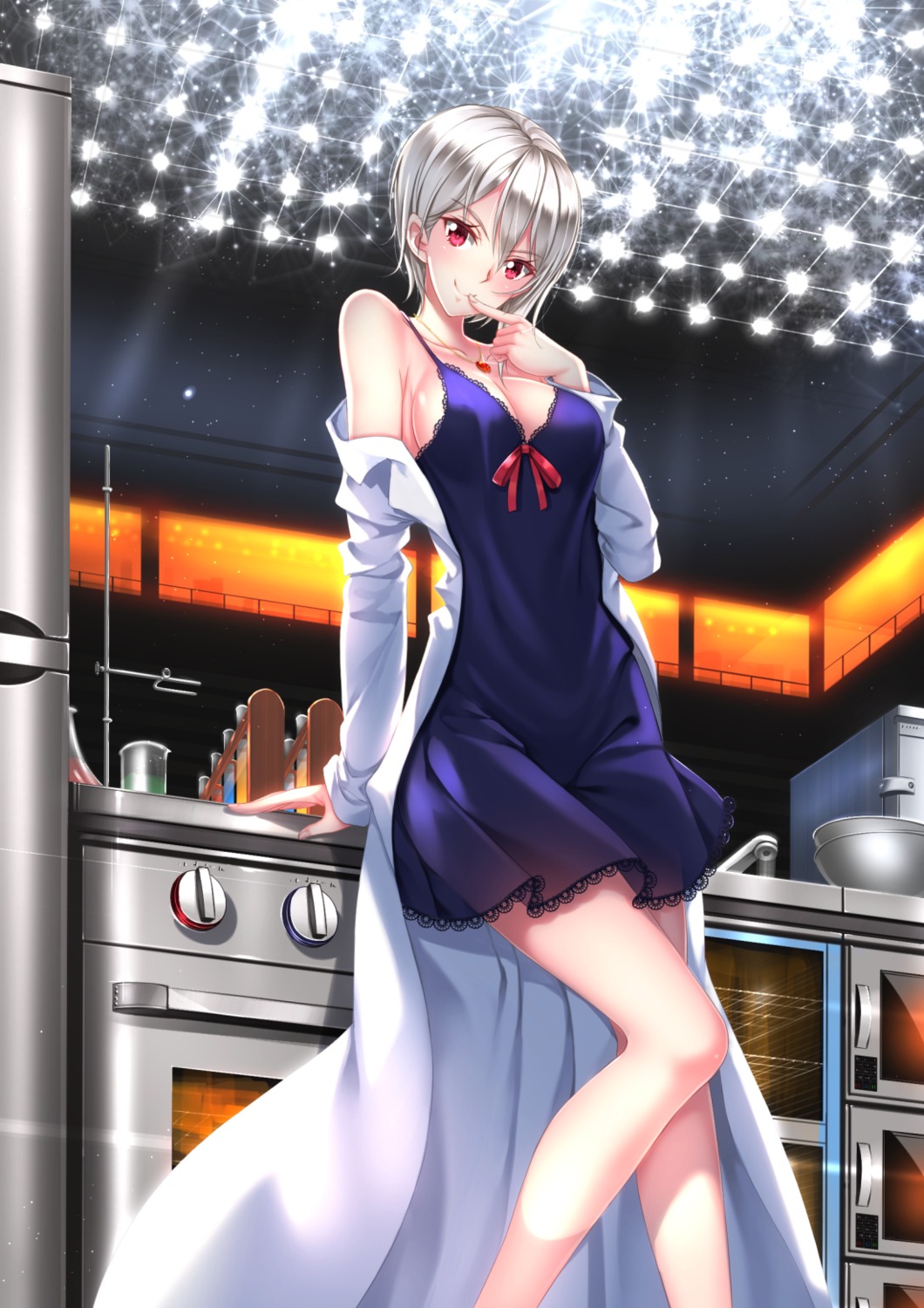 cleavage, dress, nakiri_alice, no_bra, open_shirt, see_through, shokugeki_no_soma, swordsouls