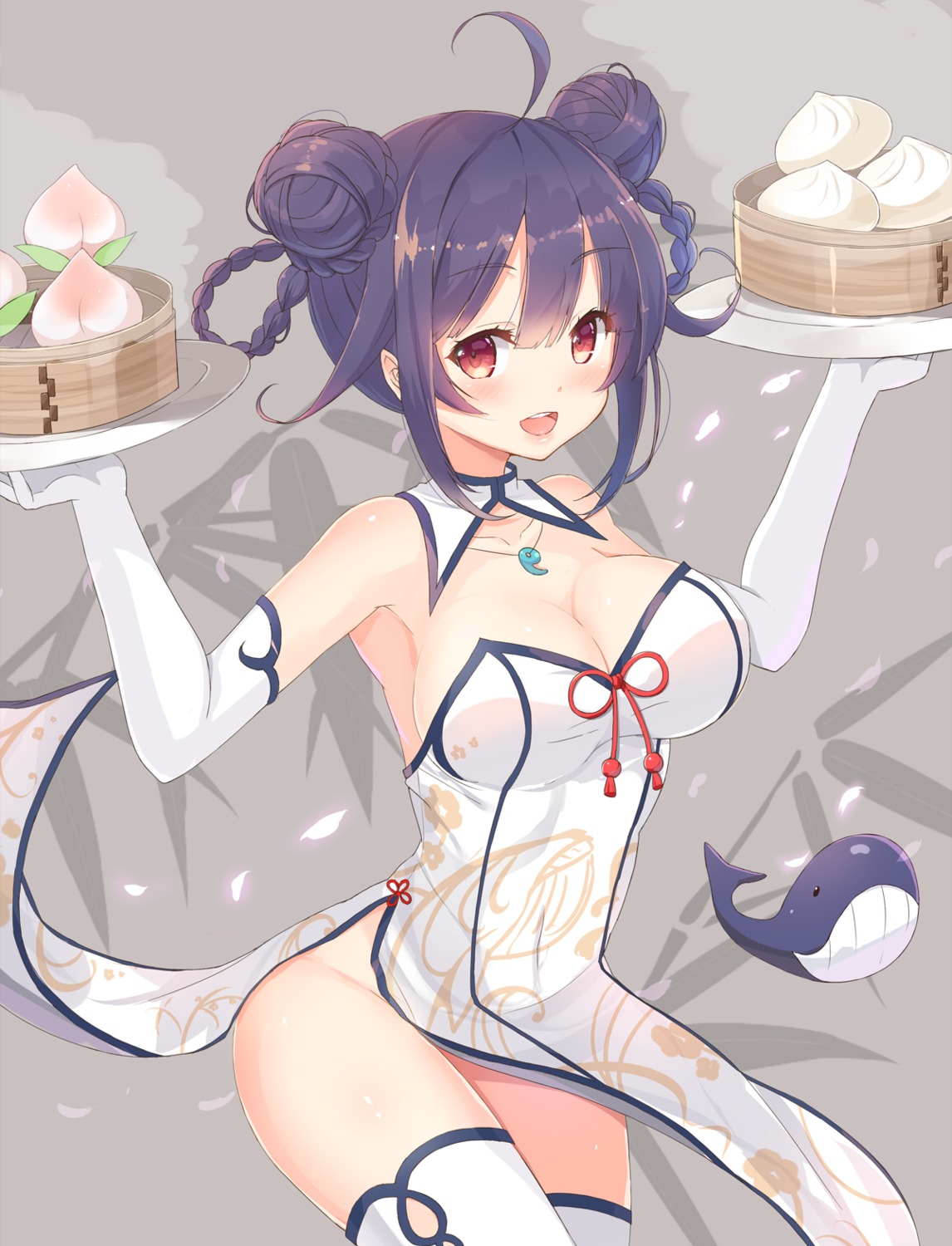 chinadress, cleavage, kagerou, kantai_collection, no_bra, nopan, taigei_(kancolle), thighhighs