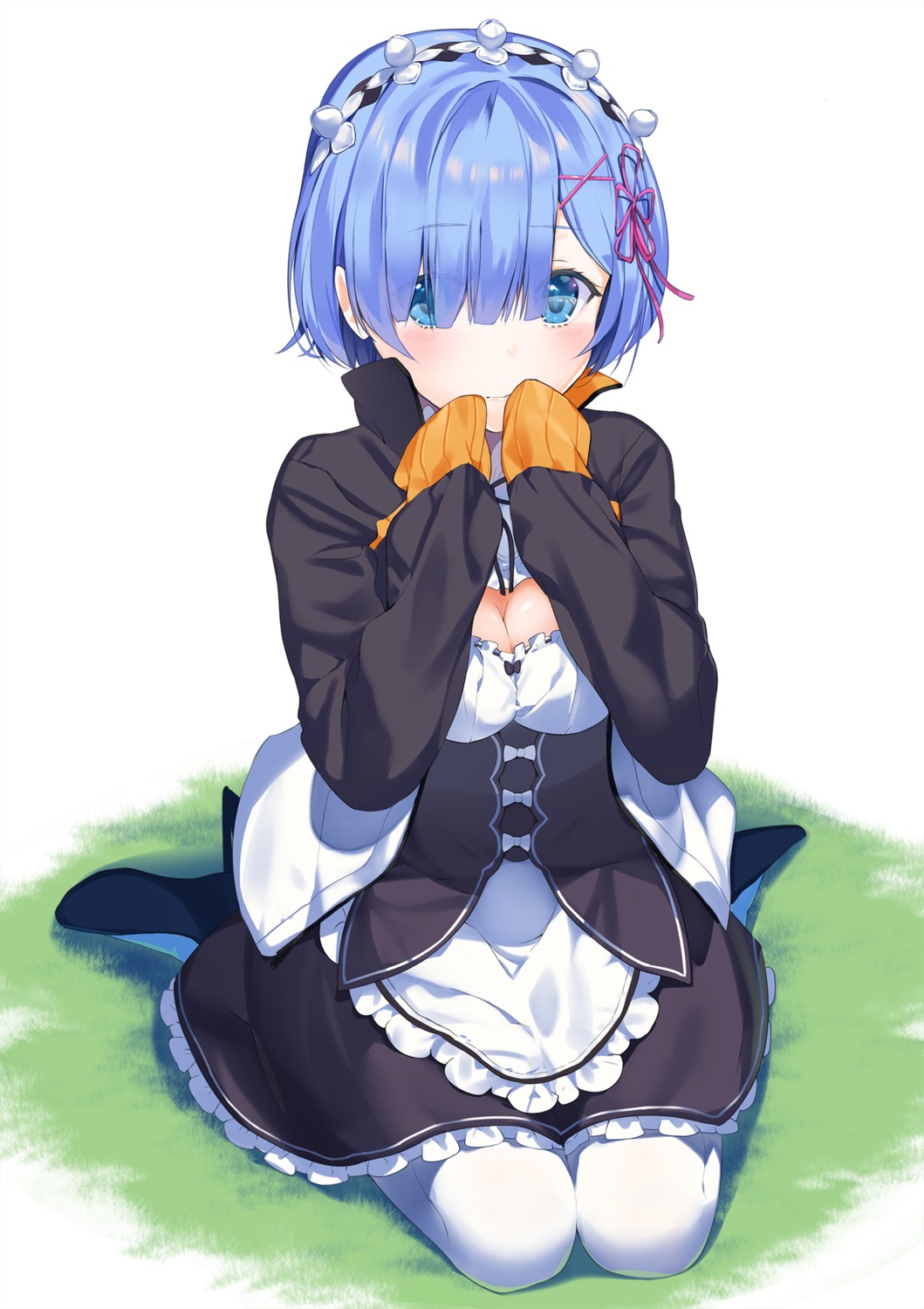 cleavage, maid, nanotaro, re:zero_kara_hajimeru_isekai_seikatsu, rem_(re_zero)