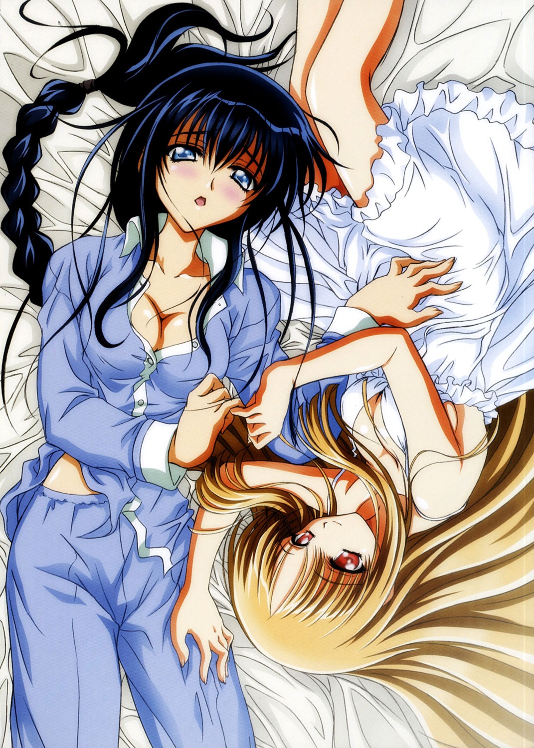 azuma_hatsumi, azuma_hazuki, cleavage, pajama, yami_to_boushi_to_hon_no_tabibito, yuri