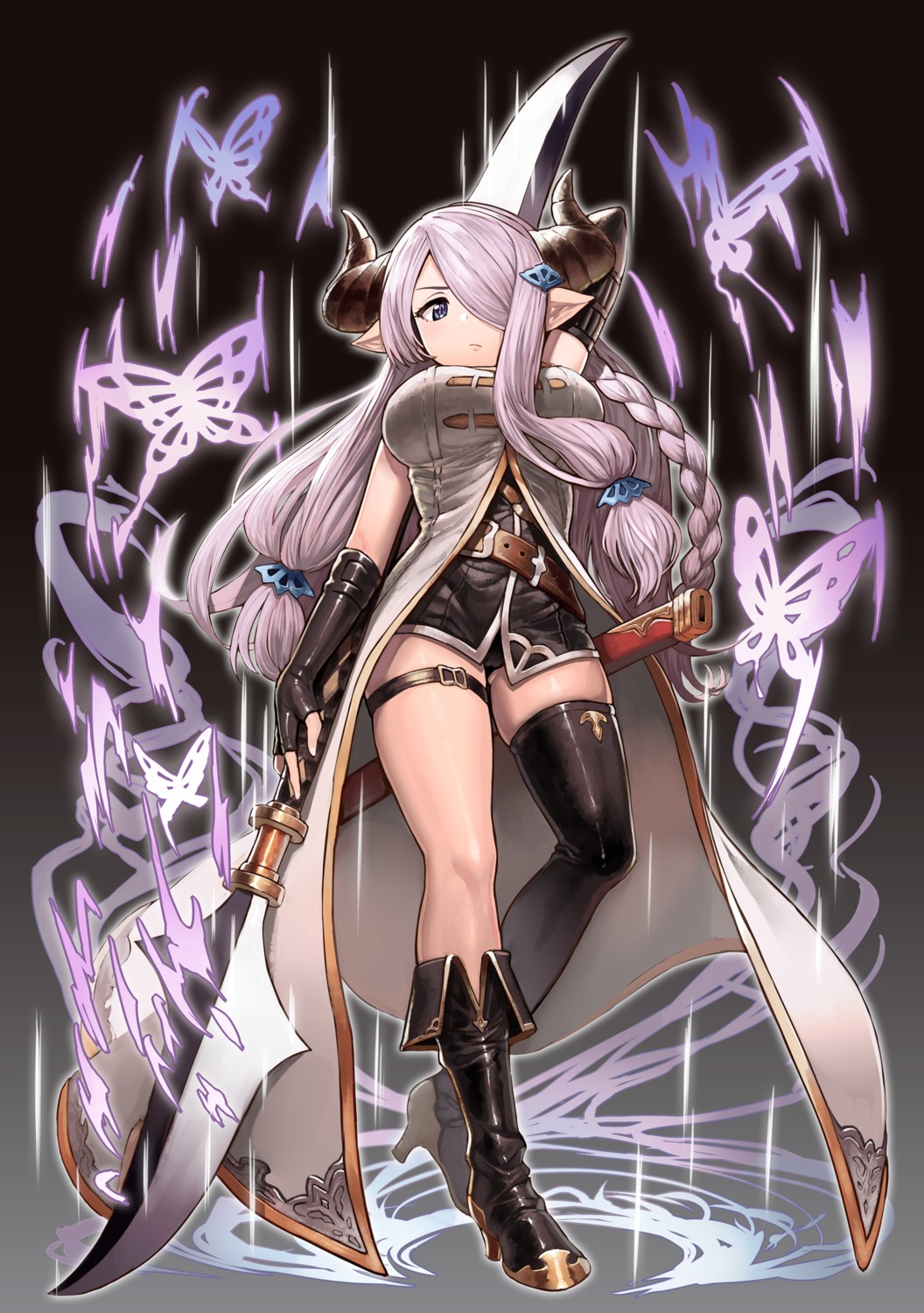 garter, granblue_fantasy, heels, horns, narumeia_(granblue_fantasy), omaru09, pointy_ears, thighhighs