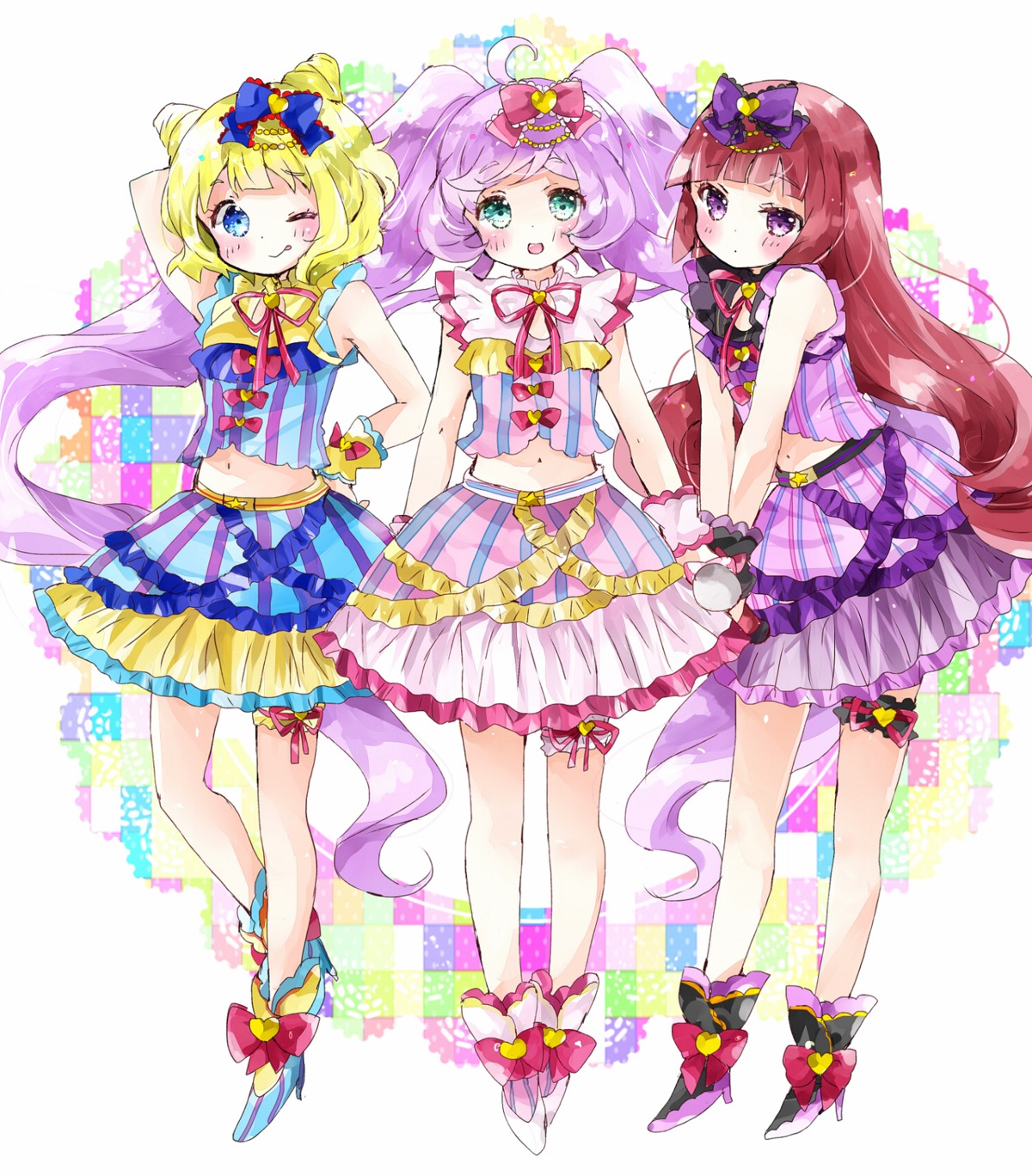 garter, heels, houjou_sophie, manaka_lala, minami_mirei, pretty_series, pripara, tsukiyo_(skymint)