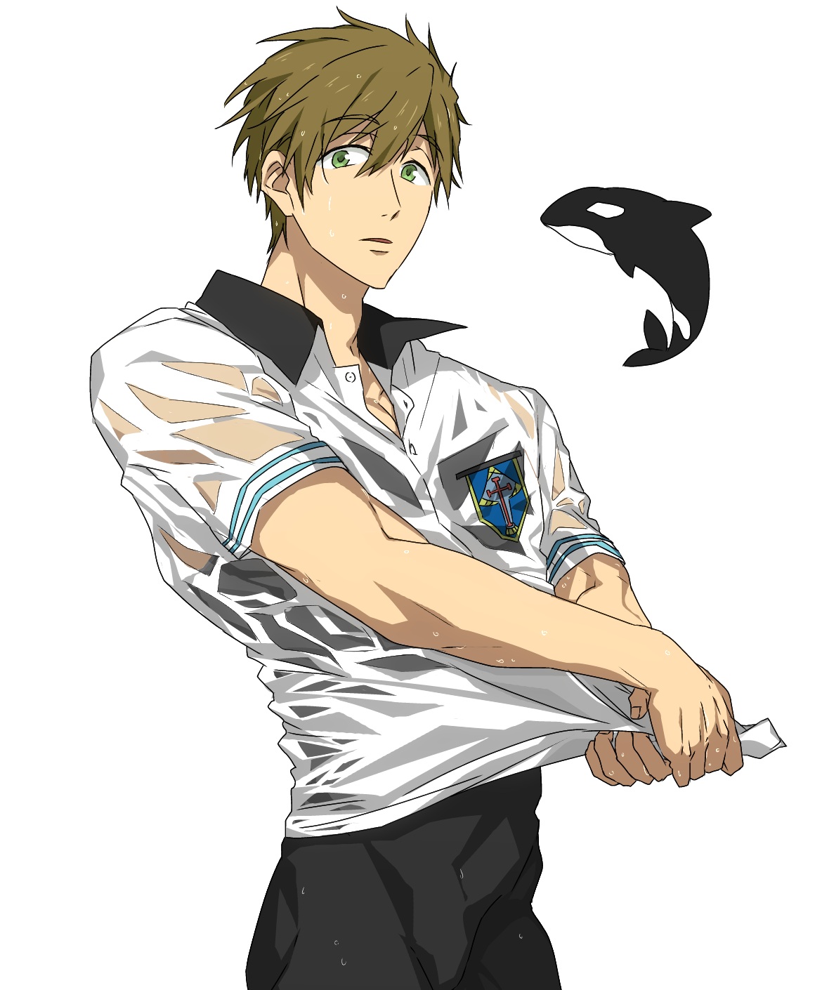 free!, ku_(pixiv_19193156), male, see_through, tachibana_makoto, wet_clothes