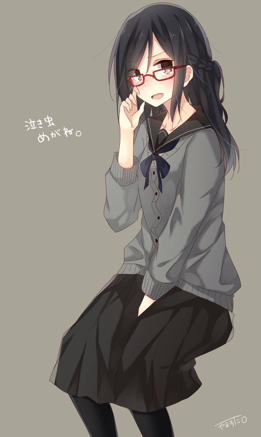 megane, seifuku, sweater, yamasuta