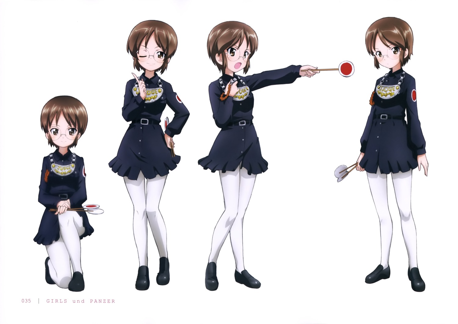 girls_und_panzer, megane, pantyhose, sasagawa_kanon, uniform