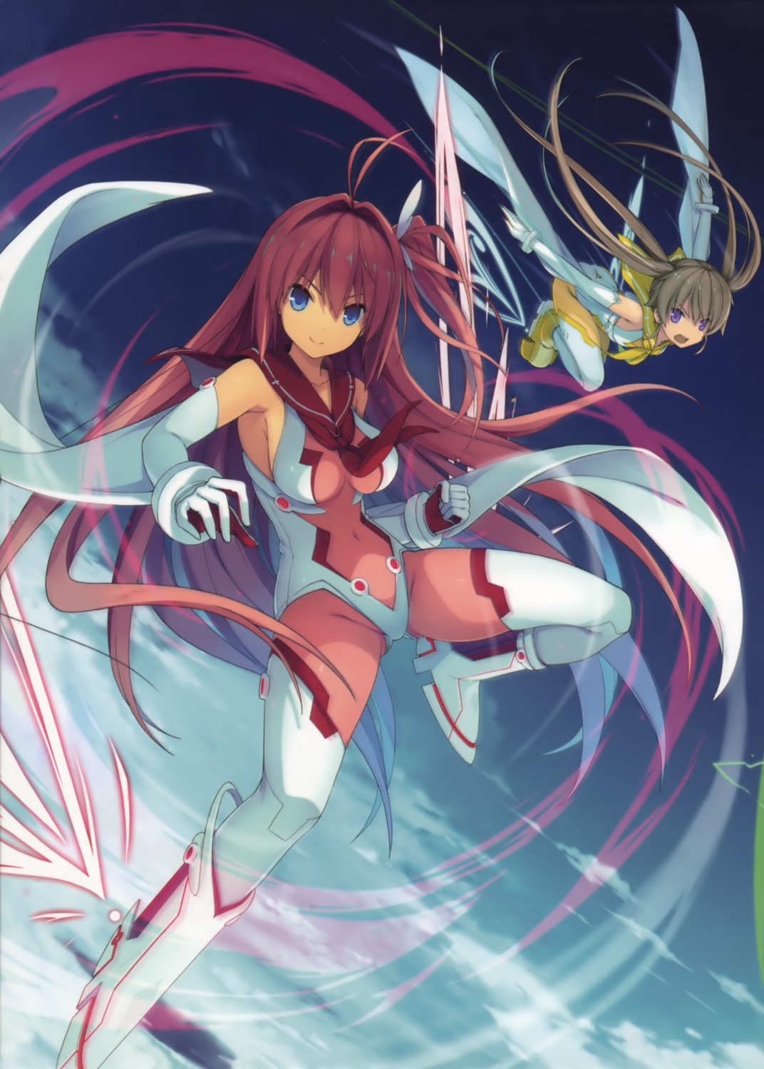 ao_no_kanata_no_four_rhythm, arisaka_mashiro, bodysuit, kurashina_asuka, no_bra, sprite, suzumori, wings