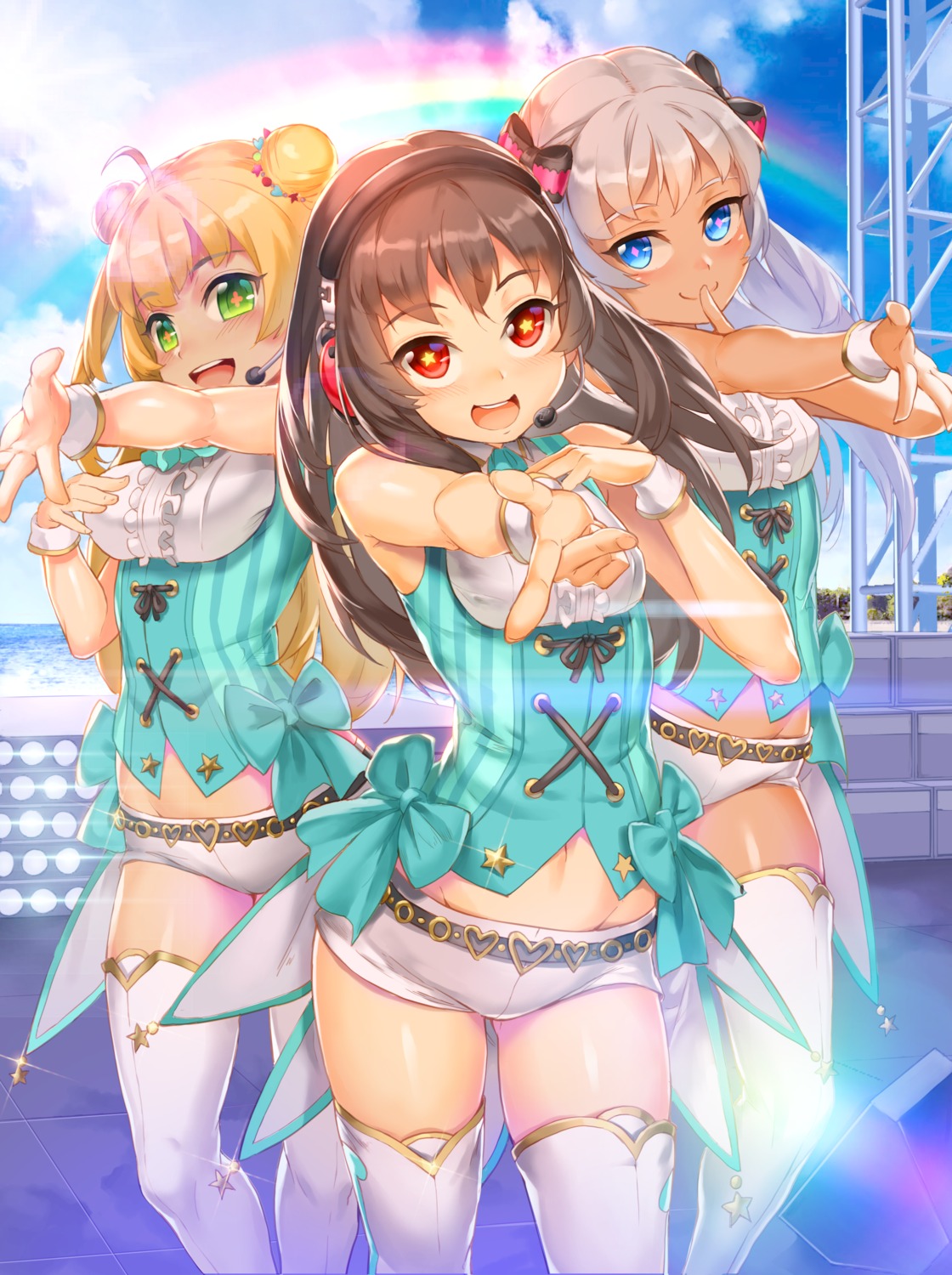 headphones, thighhighs, xil
