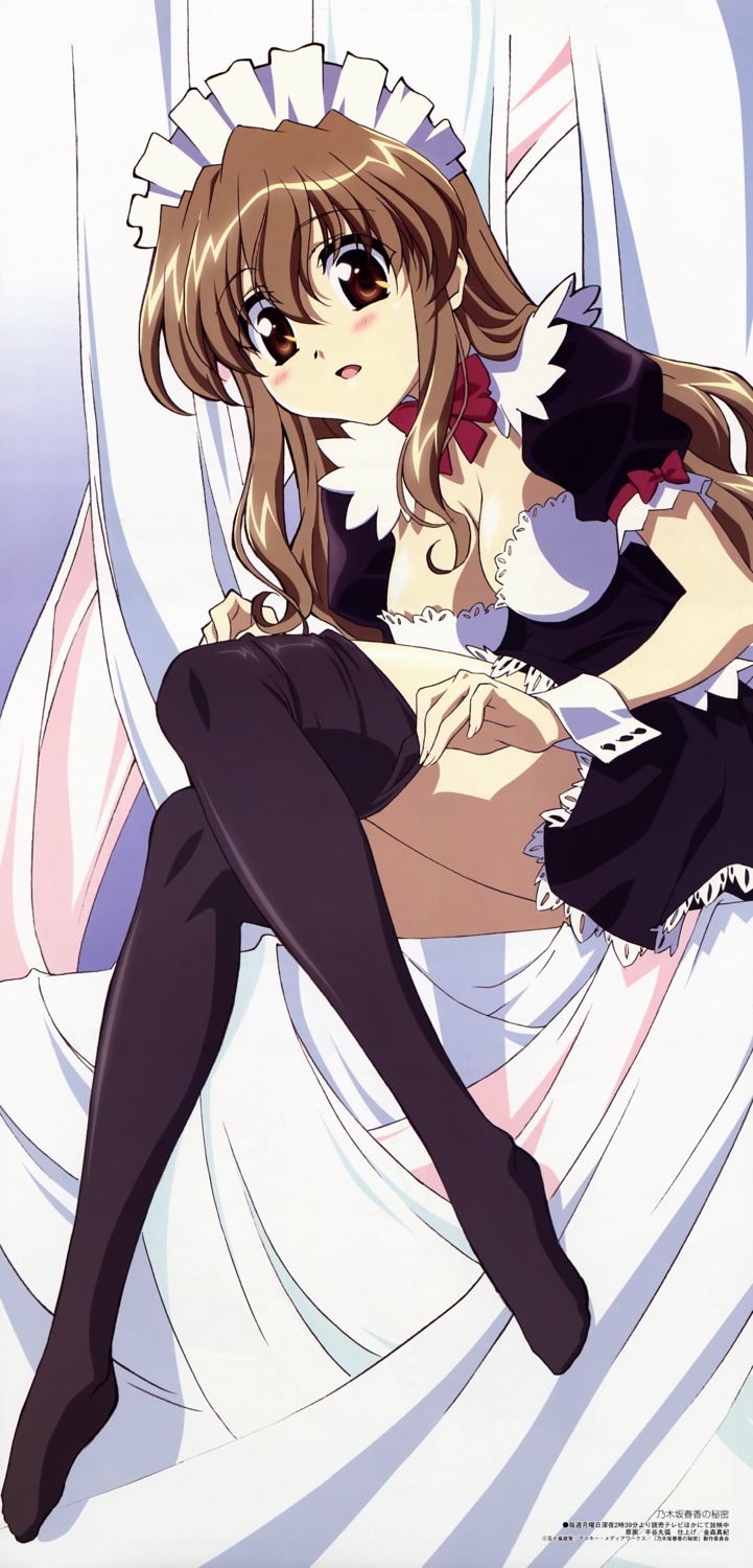 cleavage, hantani_maruko, maid, nogizaka_haruka, nogizaka_haruka_no_himitsu, thighhighs, undressing