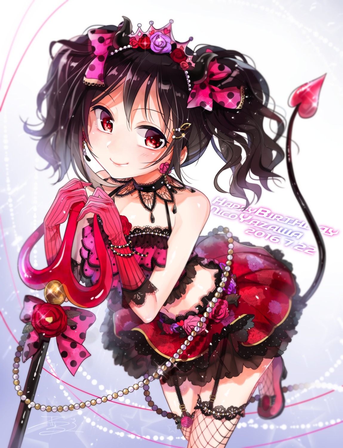 fishnets, heels, horns, love_live!, love_live!_(series), see_through, stockings, tail