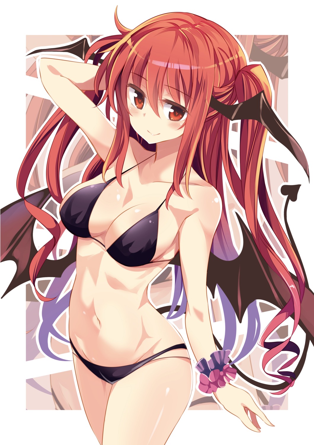 bikini, cleavage, koakuma, matsuri_uta, swimsuits, tail, touhou, wings