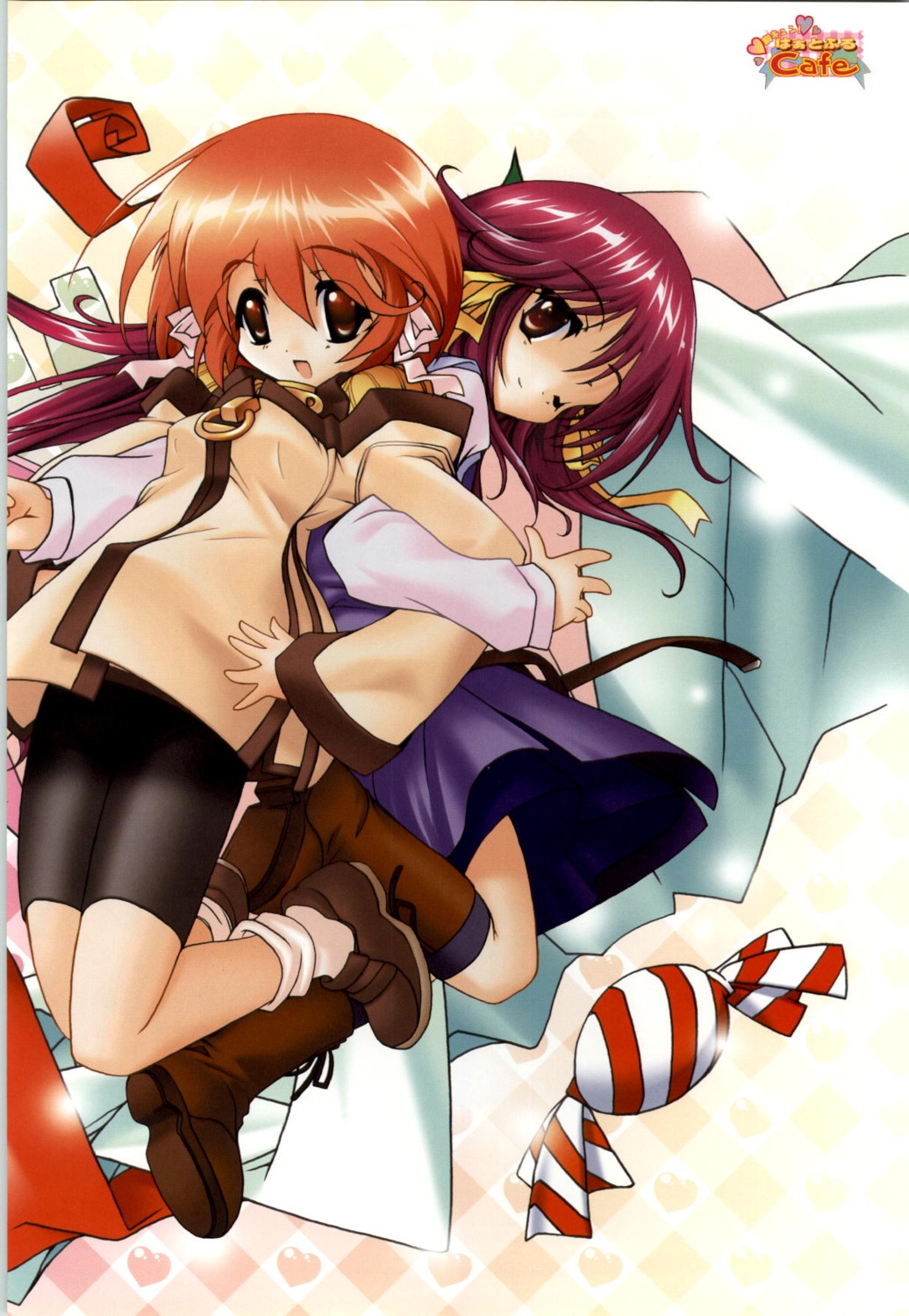 fujiwara_warawara, kousaka_chika, kousaka_chiyori, munekyun!_heartful_cafe, munekyun!_series
