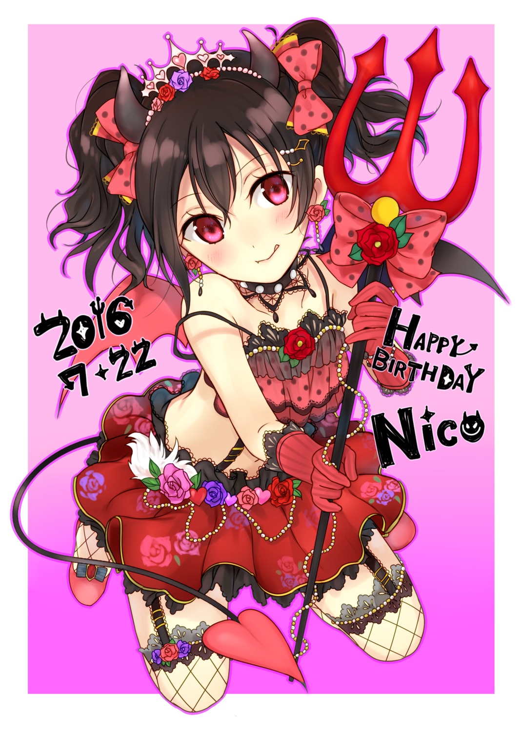 fishnets, horns, kakizato_shinano, love_live!, love_live!_(series), stockings, tail, thighhighs