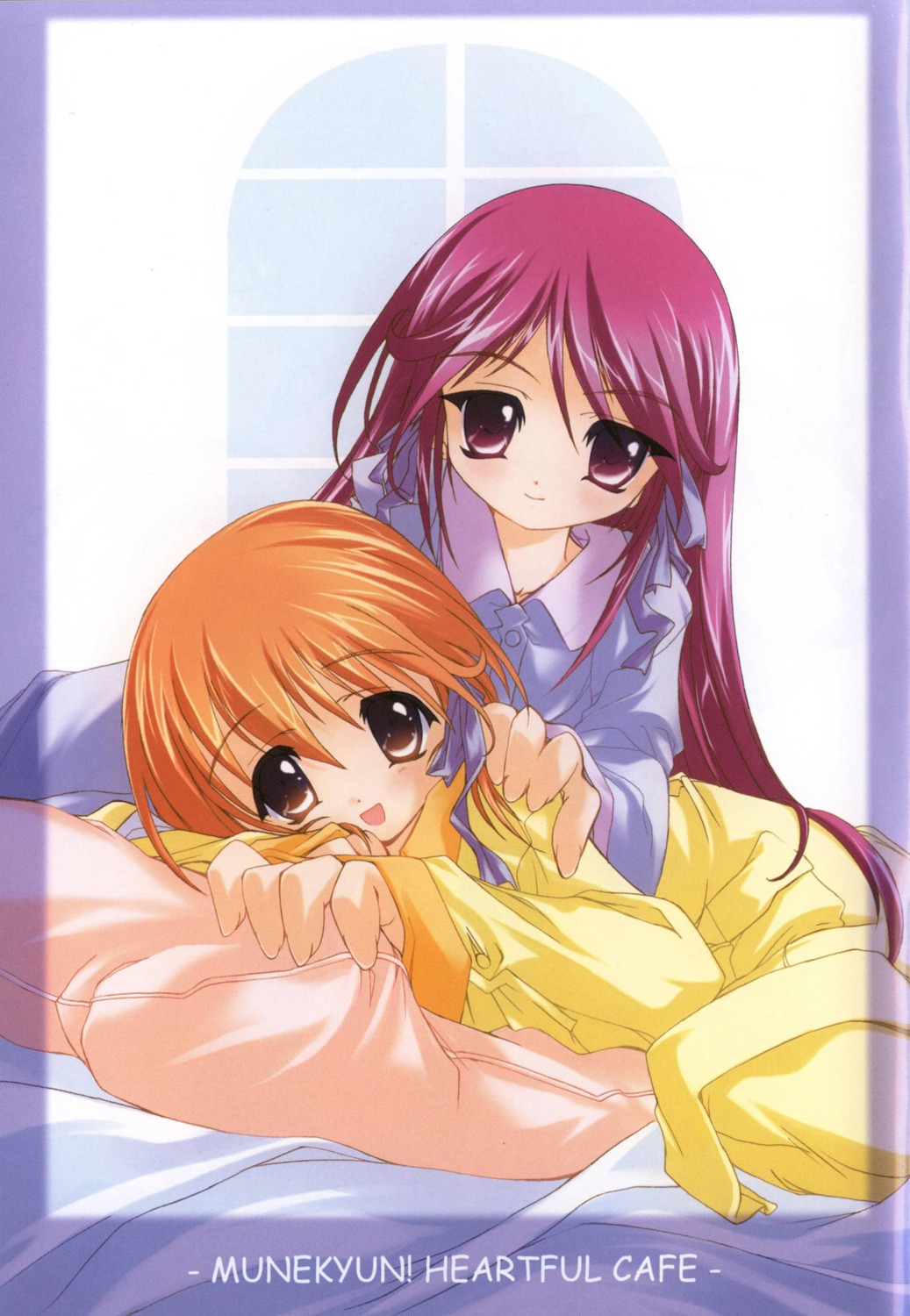 fujiwara_warawara, kousaka_chika, kousaka_chiyori, munekyun!_heartful_cafe, munekyun!_series
