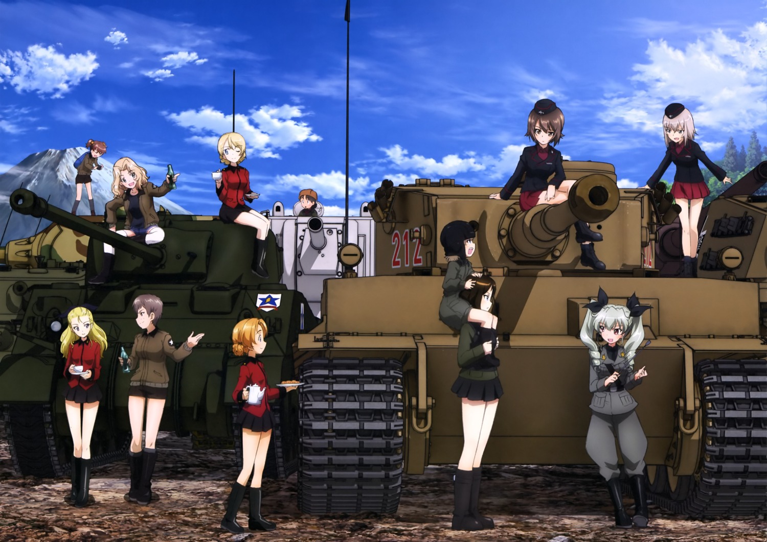 alisa_(girls_und_panzer), anchovy, assam, darjeeling, girls_und_panzer, itsumi_erika, katyusha, kay_(girls_und_panzer), naomi_(girls_und_panzer), nina_(girls_und_panzer), nishizumi_maho, nonna, orange_pekoe, thighhighs, uniform