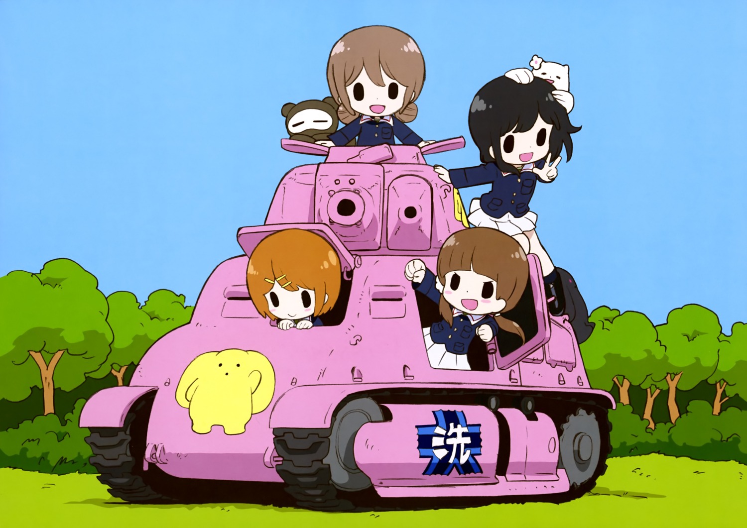 chibi, cosplay, girls_und_panzer, len_(wooser_no_sono_higurashi), rin_(wooser_no_sono_higurashi), uniform, wooser_no_sono_higurashi