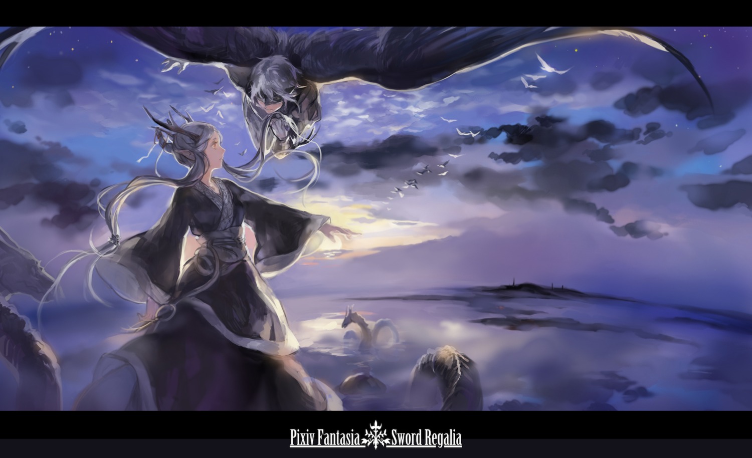 horns, ibaraki, monster, pixiv_fantasia, pixiv_fantasia_sword_regalia, wings