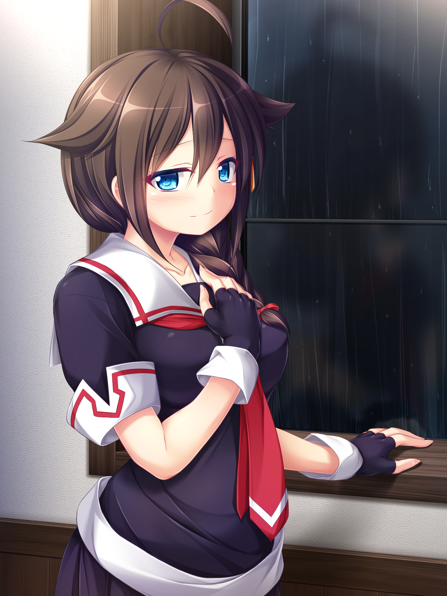 kantai_collection, mizunoe_kotaru, seifuku, shigure_(kancolle)