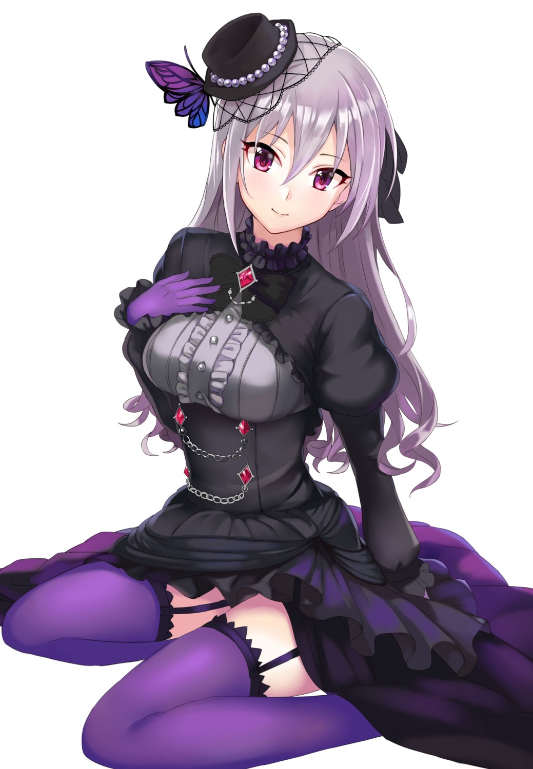 ashita, dress, gothic_lolita, kanzaki_ranko, lolita_fashion, stockings, the_idolm@ster, the_idolm@ster_cinderella_girls, thighhighs