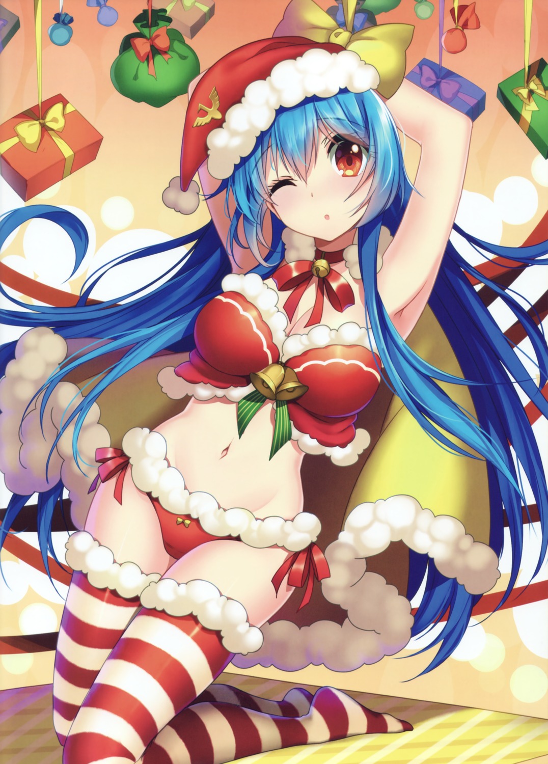 bikini, bison_cangshu, christmas, cleavage, quincy_(zhanjianshaonv), swimsuits, thighhighs, zhanjianshaonv