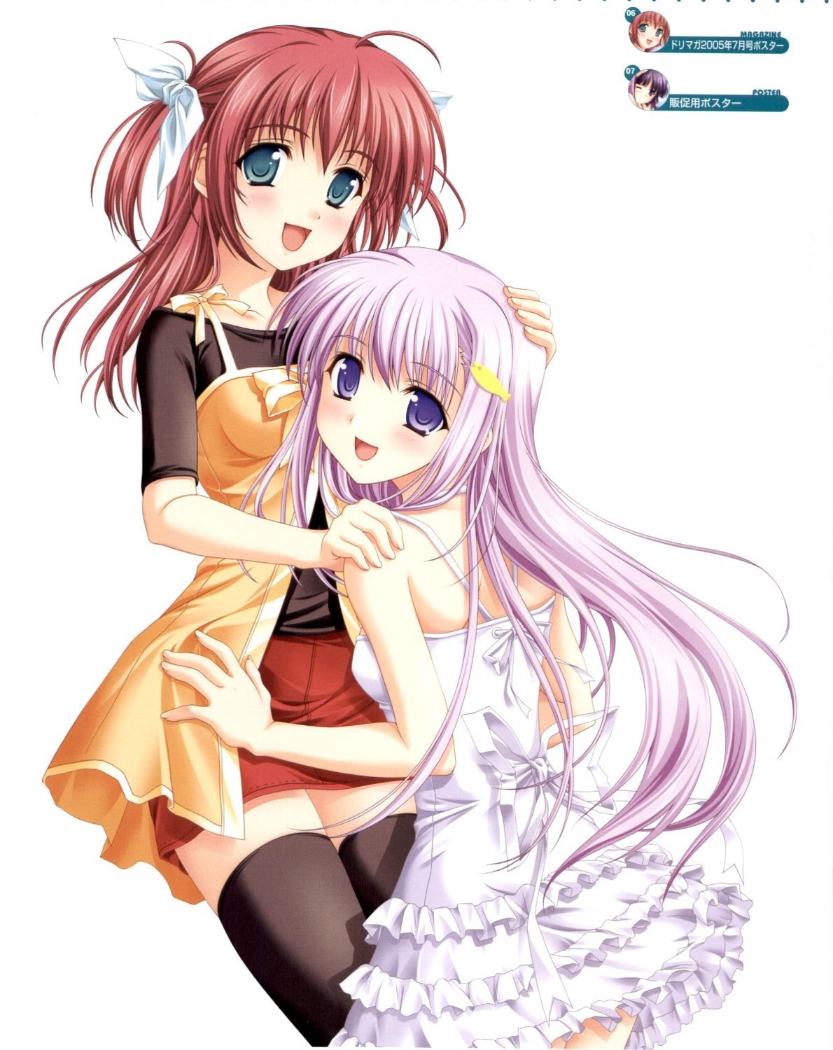 ayukawa_misora, dress, konoe_nanami, lamune, thighhighs