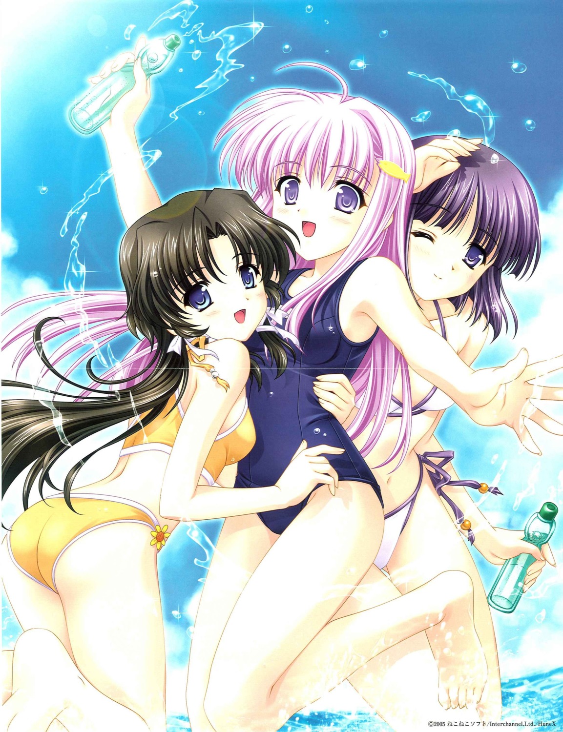 bikini, fixme, isawa_tae, konoe_nanami, lamune, sakura_hiromi, school_swimsuit, swimsuits