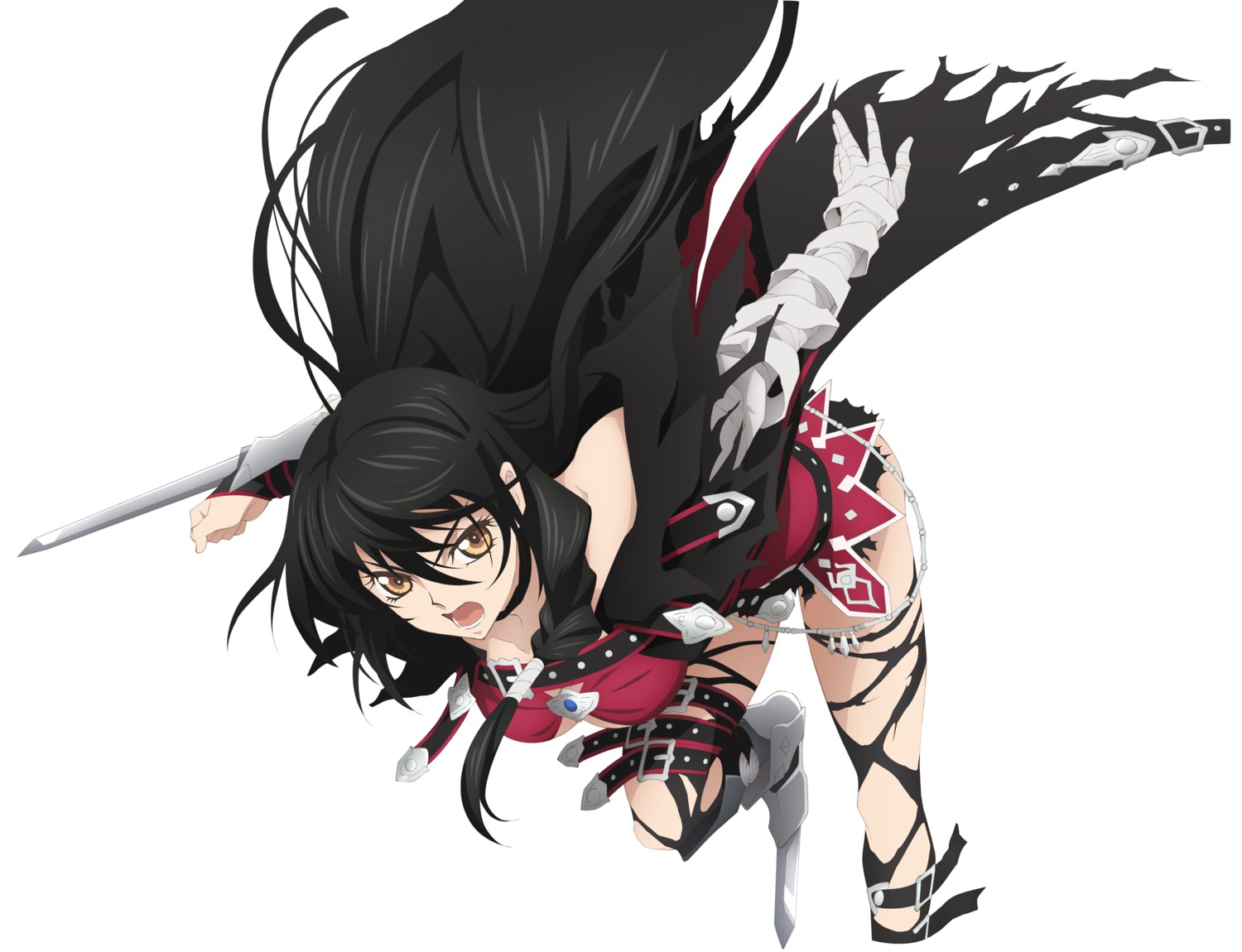 bandages, cleavage, no_bra, tagme, tales_of, tales_of_berseria, thighhighs, torn_clothes