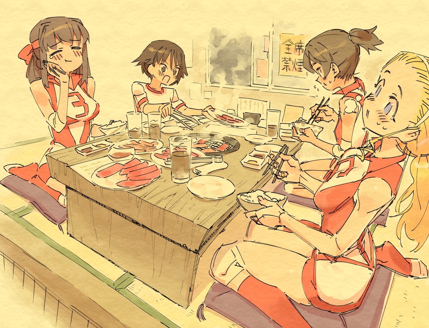 chomoran, girls_und_panzer, gym_uniform, isobe_noriko, kawanishi_shinobu, kondou_taeko, sasaki_akebi