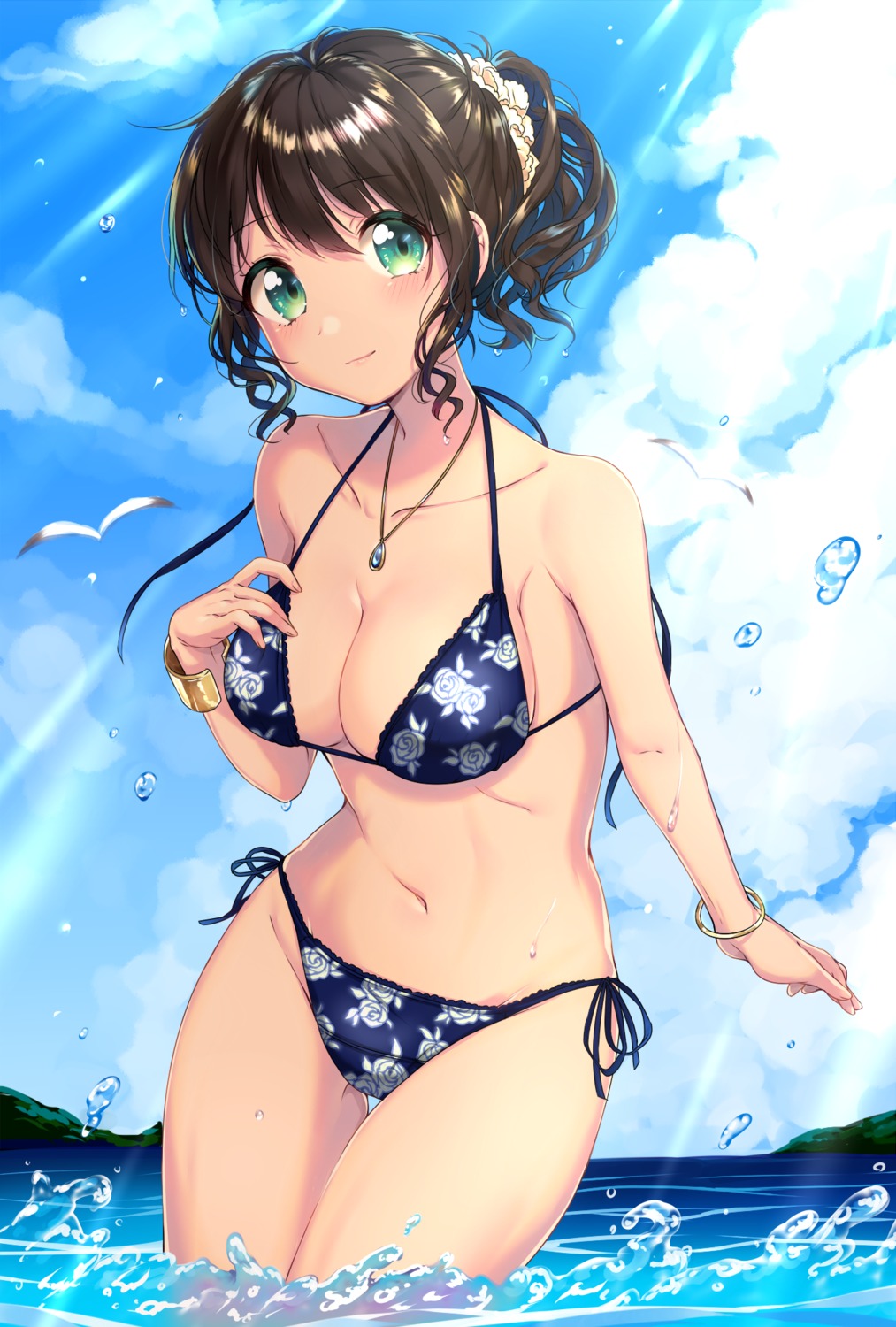 bikini, cleavage, swimsuits, umeno_(shio1205), wet