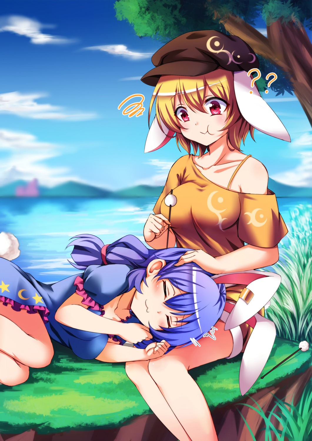 animal_ears, bunny_ears, dress, koissa, ringo_(touhou), seiran_(touhou), tail, touhou