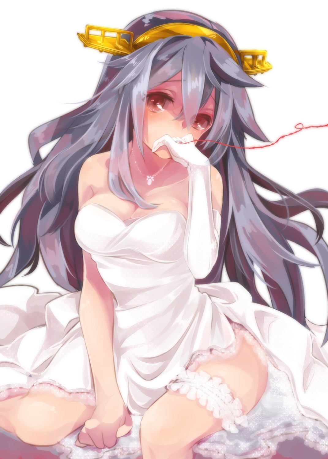 cleavage, cointreau, dress, garter, haruna_(kancolle), kantai_collection, wedding_dress