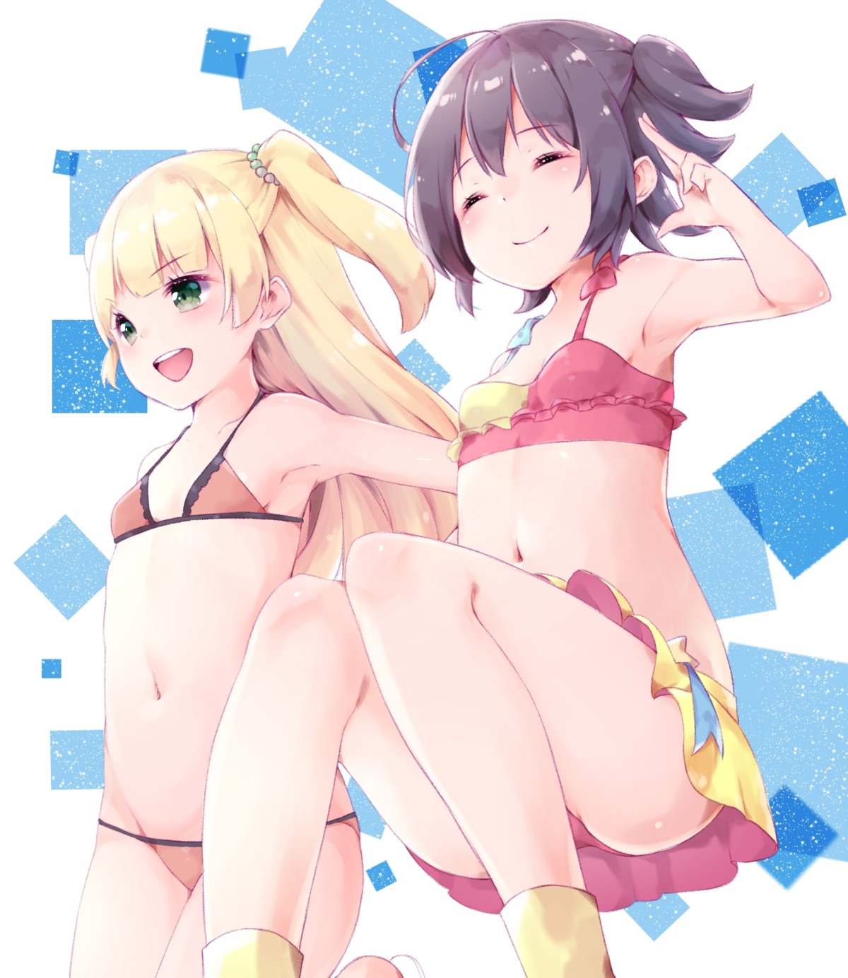 akagi_miria, azuki_(krps-hano), bikini, cleavage, jougasaki_rika, swimsuits, the_idolm@ster, the_idolm@ster_cinderella_girls