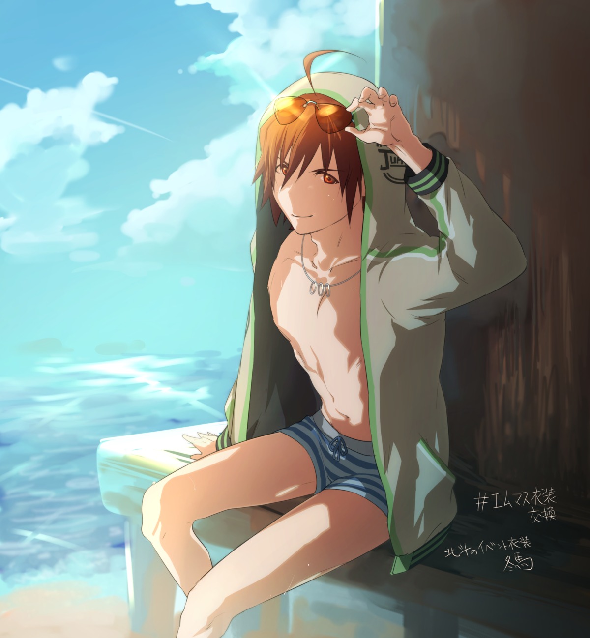 amagase_touma, male, megane, open_shirt, the_idolm@ster, the_idolm@ster_side-m, yuusya27