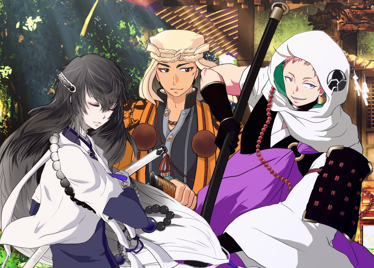 iwatooshi, juzumaru_tsunetsugu_(tourabu), male, nevenotte, sword, touken_ranbu, weapon, yamabushi_kunihiro