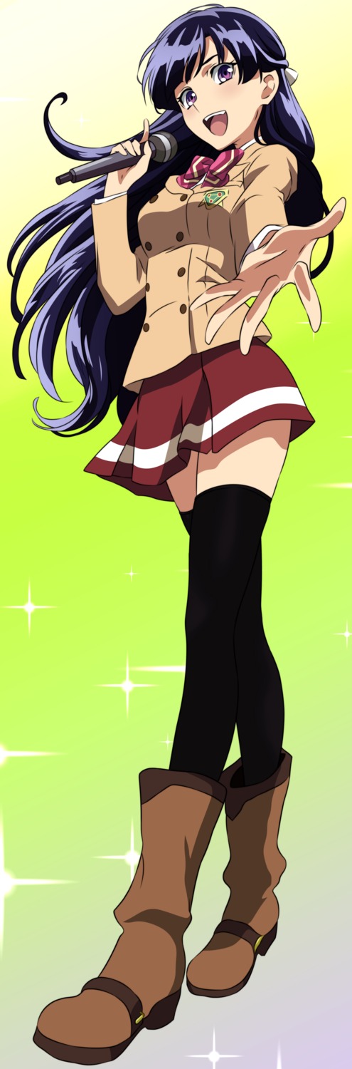 heels, kakumeiki_valvrave, rukino_saki, seifuku, thighhighs, vector_trace
