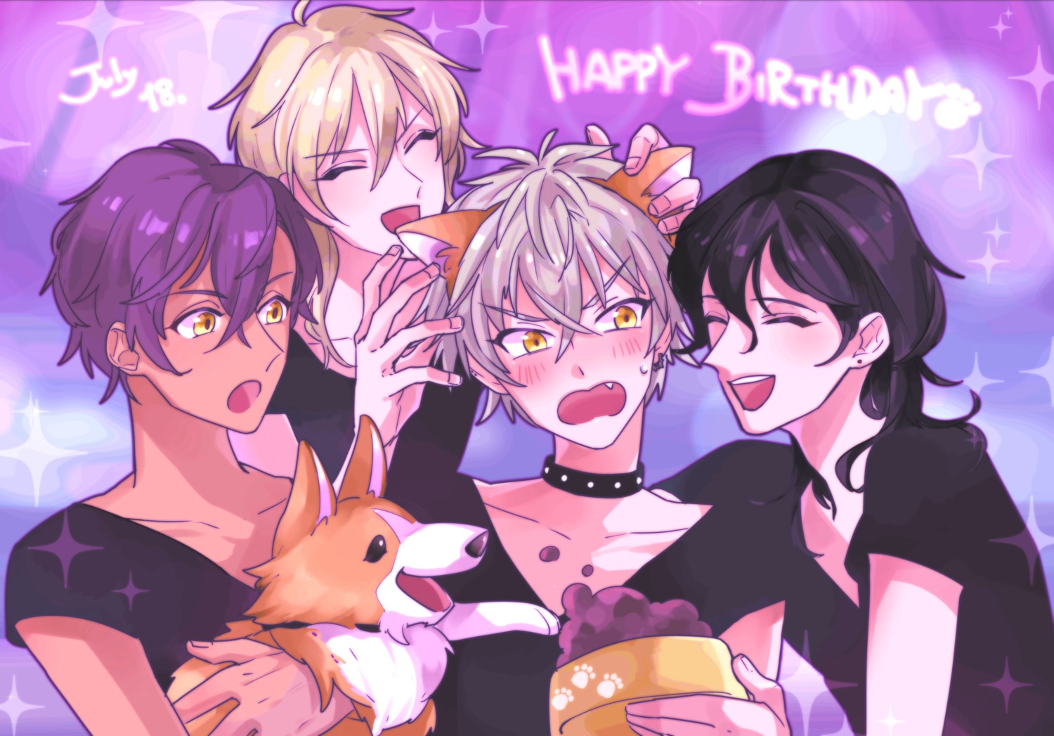 animal_ears, ensemble_stars!, hakaze_kaoru, inumimi, male, oogami_kouga, otogari_adonis, sakuma_rei