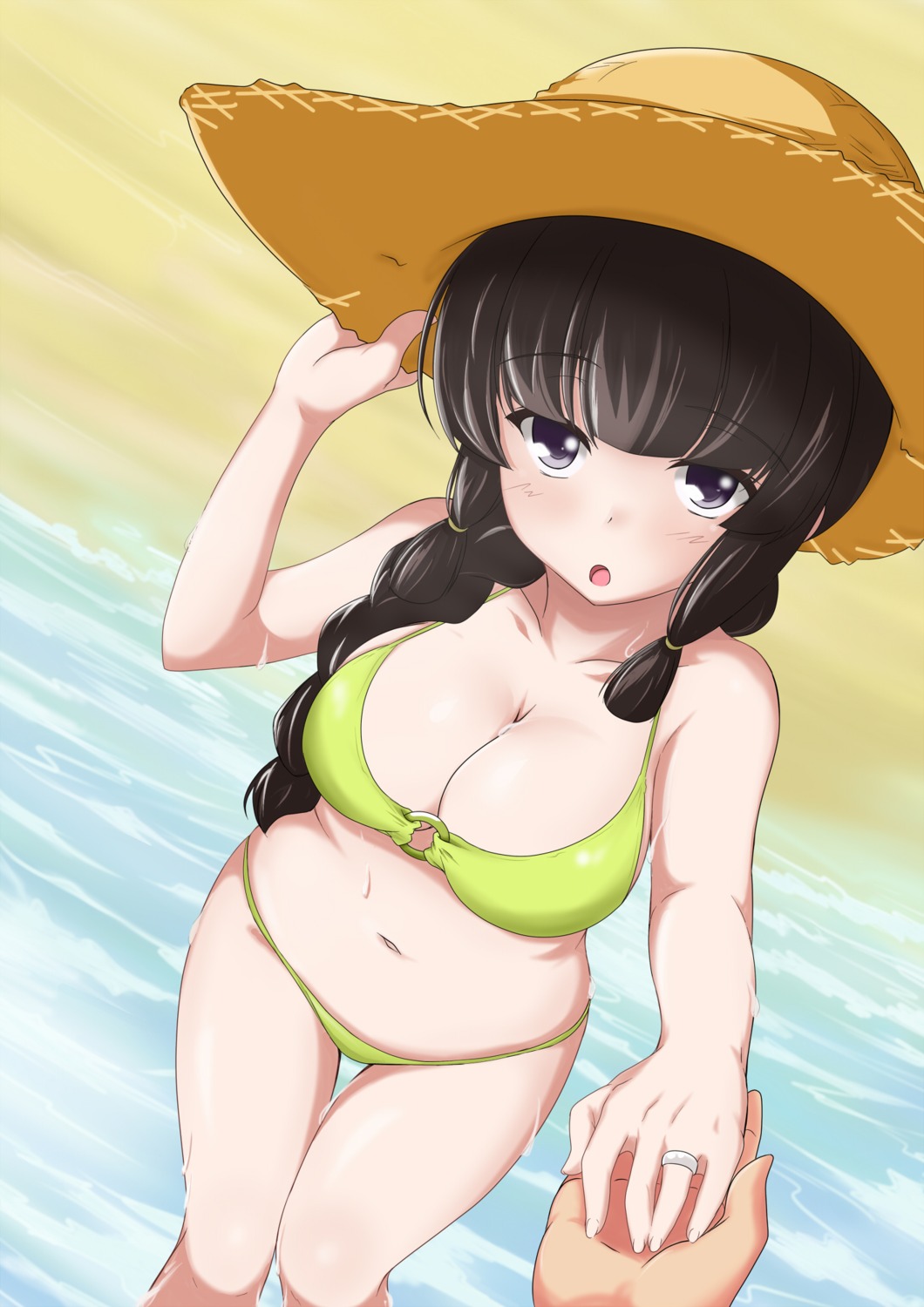 bikini, cleavage, kantai_collection, kiri_(foxsnake), kitakami_(kancolle), swimsuits, wet