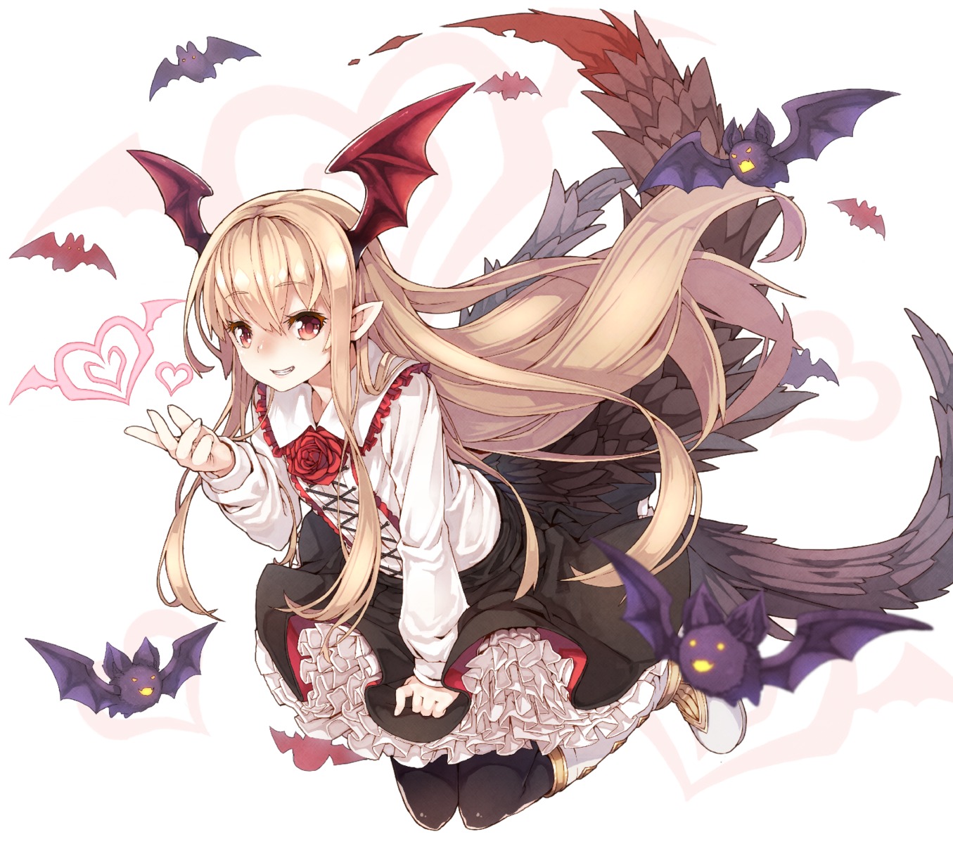 gothic_lolita, granblue_fantasy, lolita_fashion, namake, pointy_ears, tail, vampy_(shingeki_no_bahamut), wings