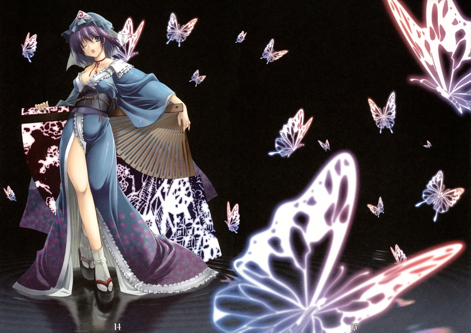 japanese_clothes, march, minakuchi_takashi, saigyouji_yuyuko, touhou