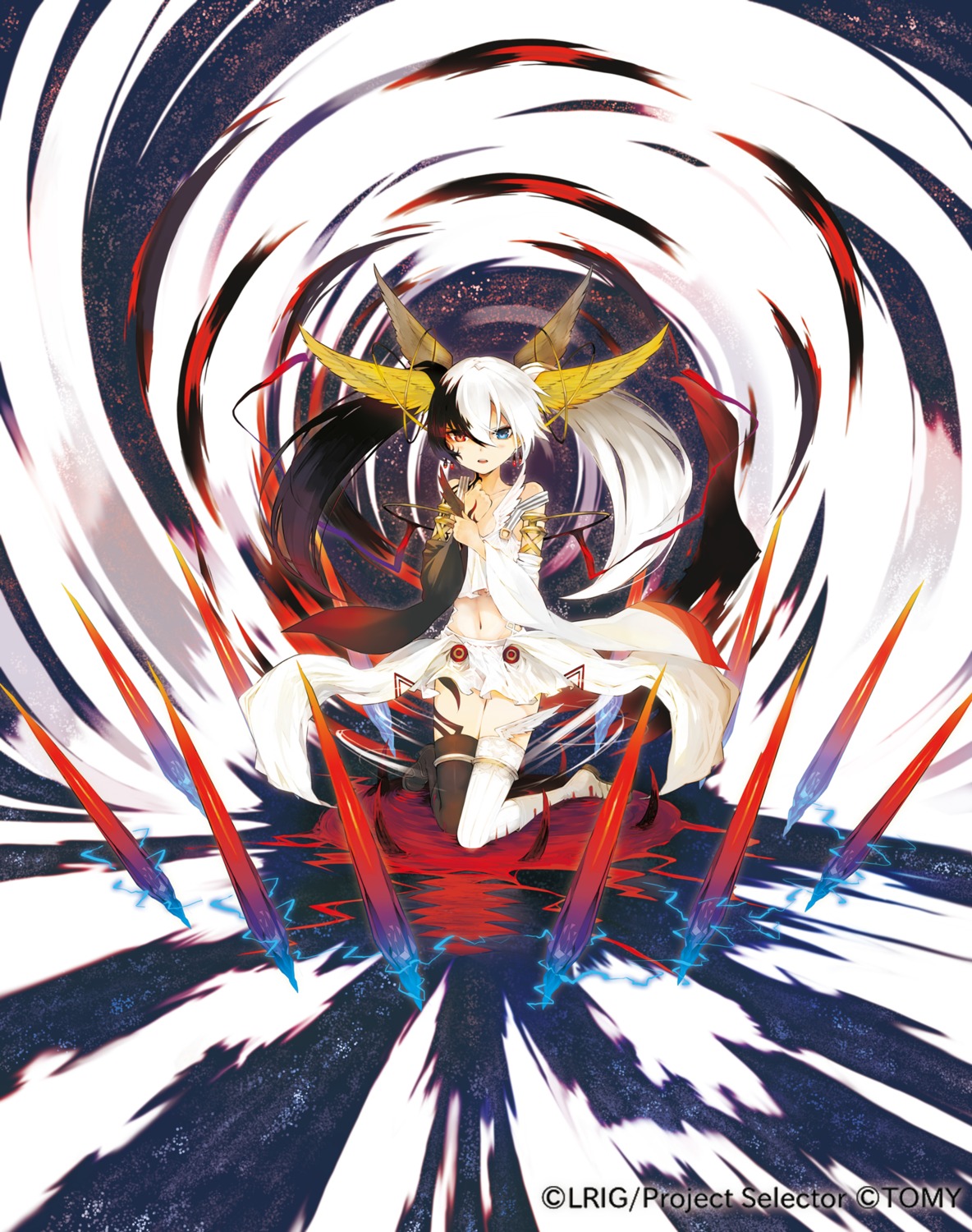 heterochromia, selector_infected_wixoss, tama_(selector_infected_wixoss), thighhighs, tokichi, wings