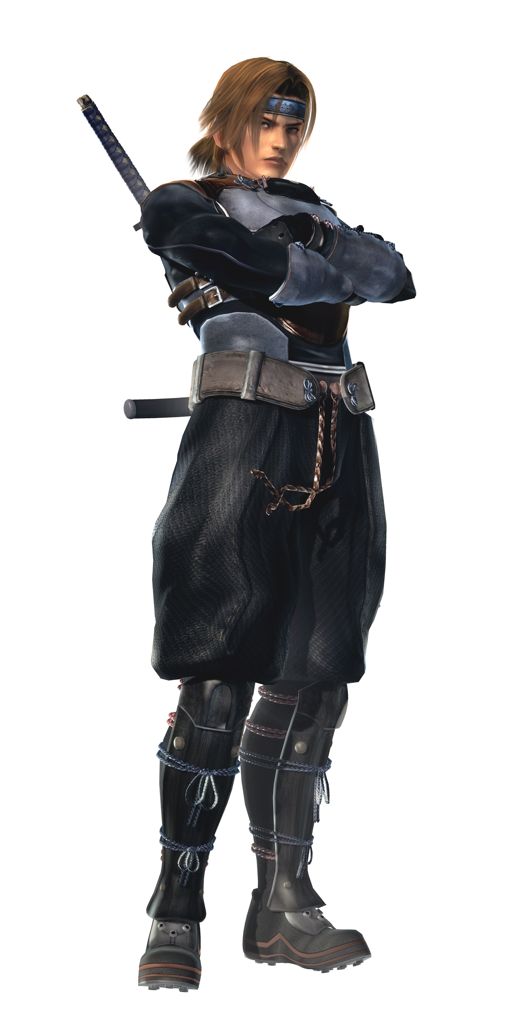 armor, cg, dead_or_alive, dead_or_alive_5, hayate_(doa), koei_tecmo, male, ninja, transparent_png, weapon