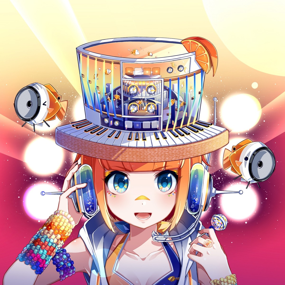 cleavage, headphones, nou, vocaloid