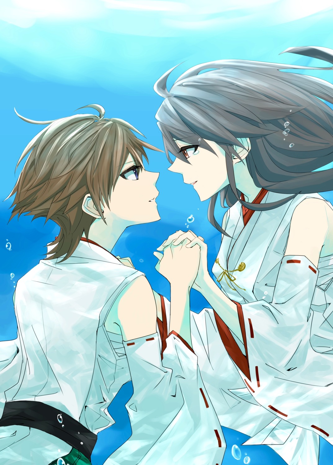 gogono_pan'ya, haruna_(kancolle), hiei_(kancolle), kantai_collection, sarashi