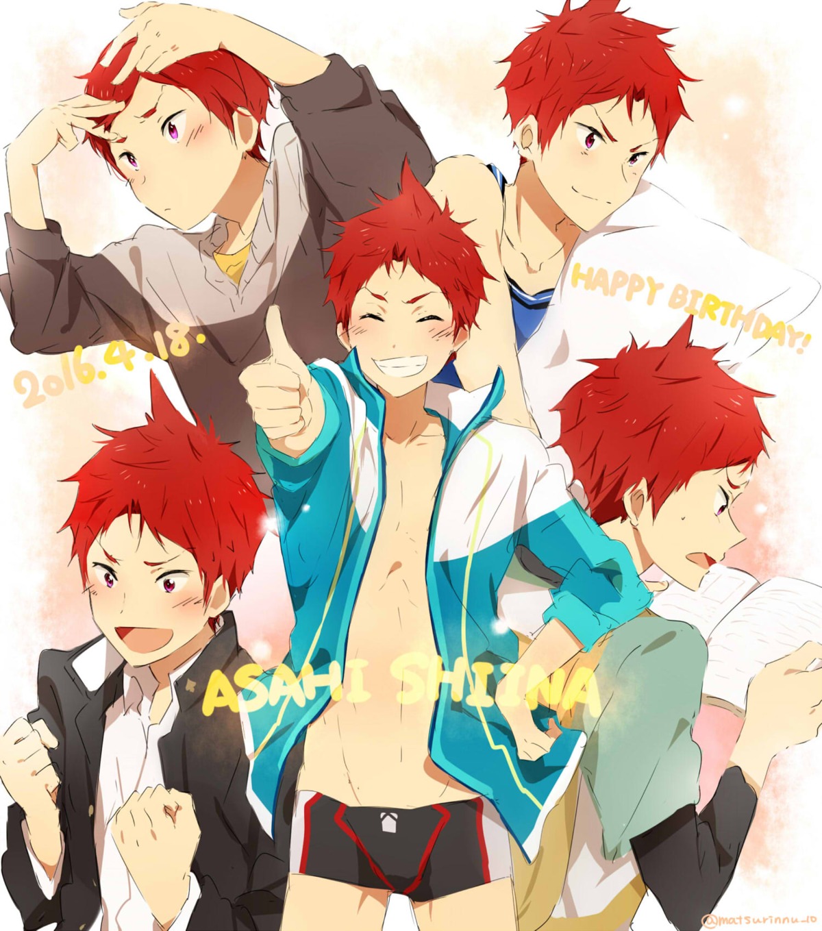 free!, high_speed!, male, matsurinnu, shiina_asahi, swimsuits