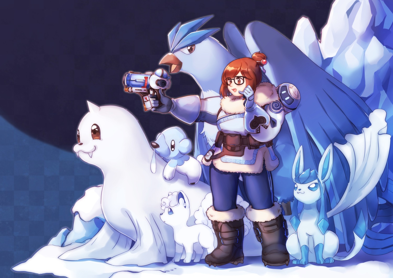 alolan_vulpix, articuno, crossover, cubchoo, dewgong, glaceon, gun, megane