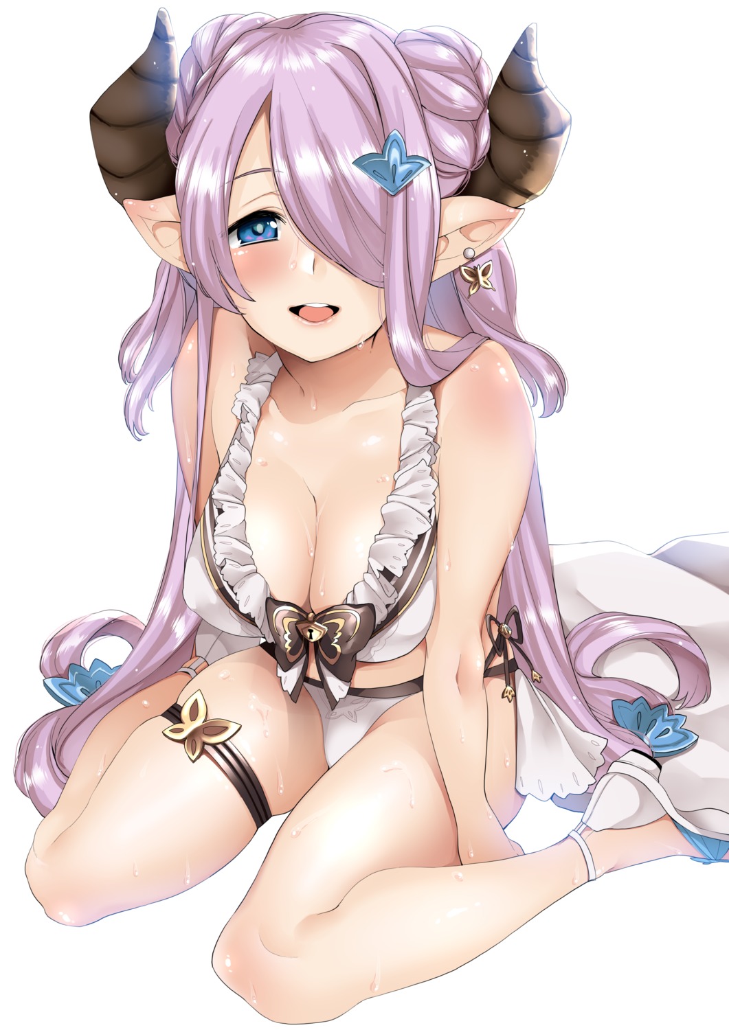 bikini, cleavage, garter, granblue_fantasy, heels, horns, karasuma_yayoi, narumeia_(granblue_fantasy), pointy_ears, swimsuits